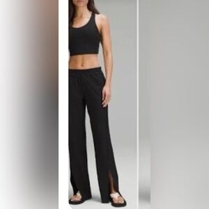 lululemon athletica LAB CUPRO Black Crop Tank and CUPRO slit pant size 6